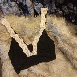 Black bralette with white lace